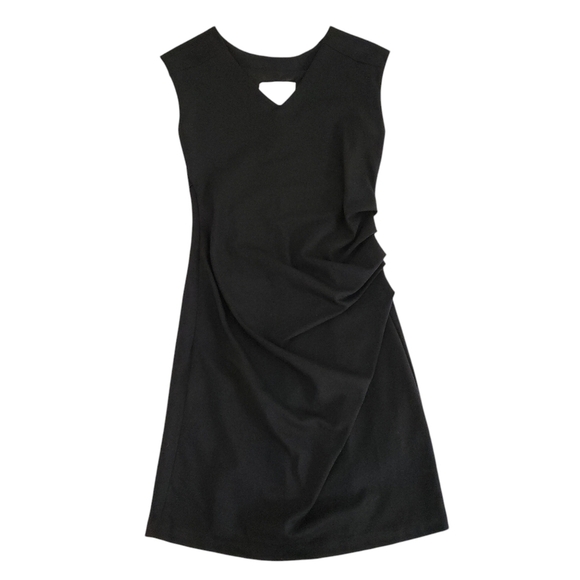 KAFFE India Ruched Black Mini Dress – V‑Neck Bodycon (M / 38) - Picture 1 of 12